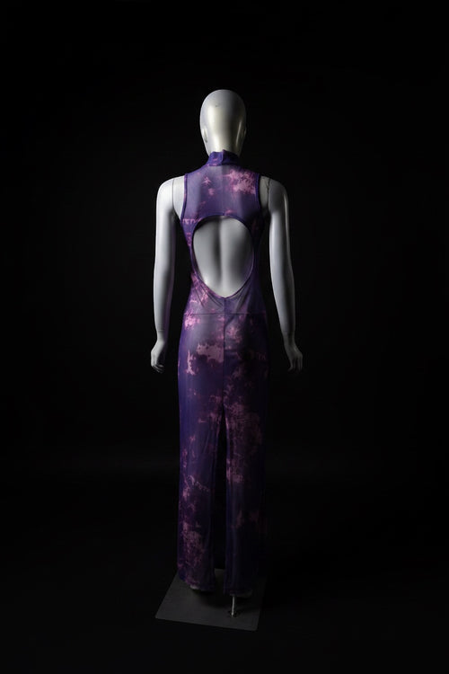 Purple Mesh Maxi Dress — Back