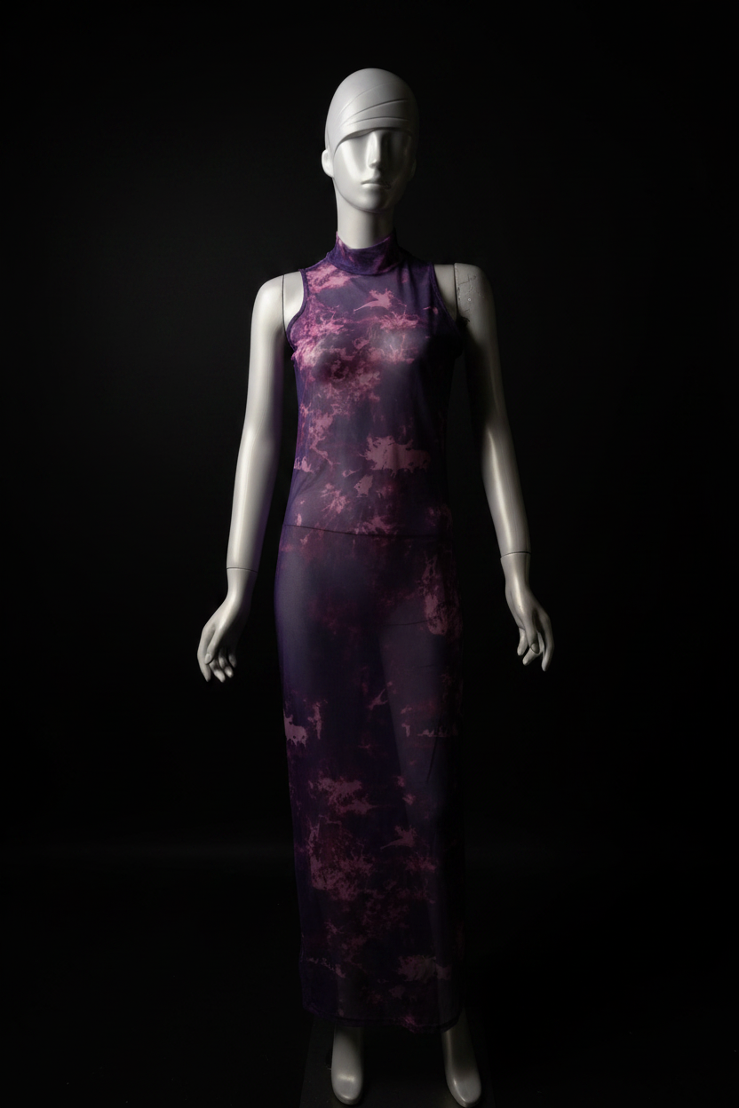 Purple Mesh Maxi Dress — Front