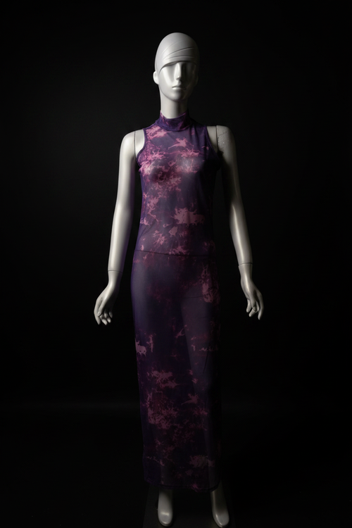 Purple Mesh Maxi Dress — Front